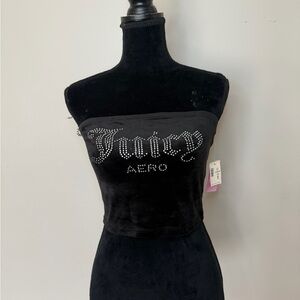 Juicy Couture by Aeropostale Black Rhinestone Tube Top | Y2K Strapless